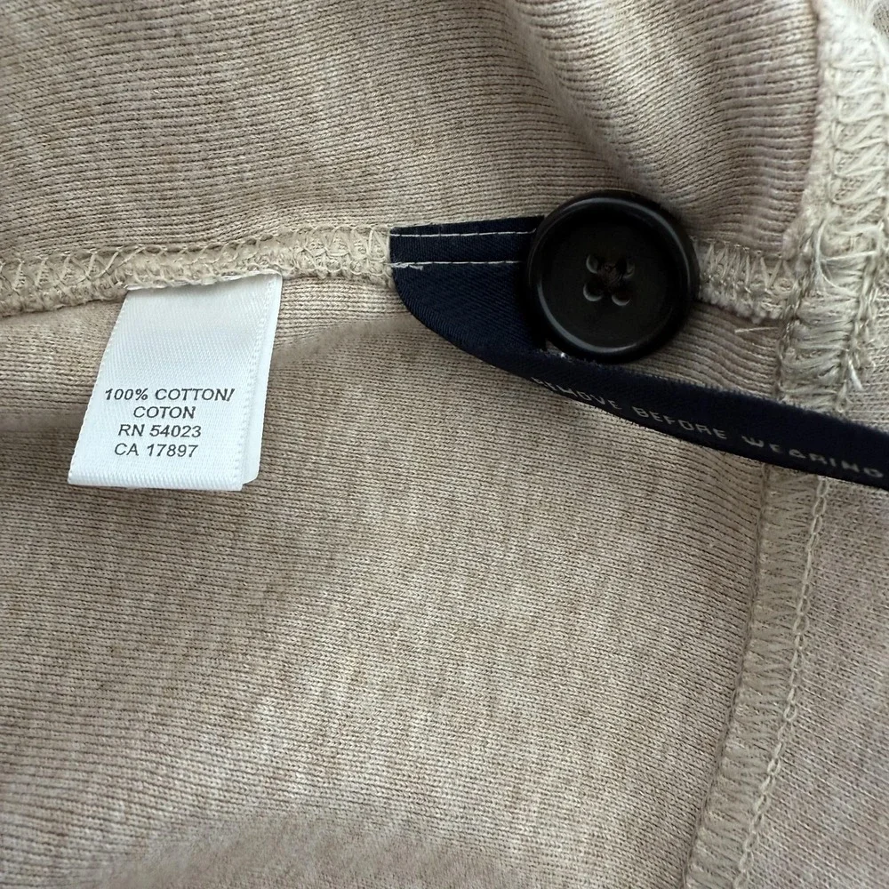 Banana Republic Sweater Mens XL Beige Button Mock Neck Henley‎ Pullover Cotton